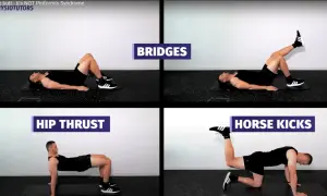 Fyra övningar för att stärka sätesmusklerna och lindra smärta, som kan förväxlas med piriformis syndrom.